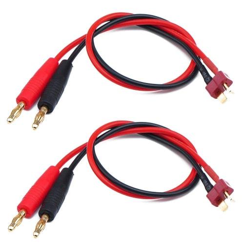 Boladge 2-Pack T-Type Plug Male Connector to 4.0mm Banana Plug Bullet Connector Adapter Cable, 30CM 14AWG Cable