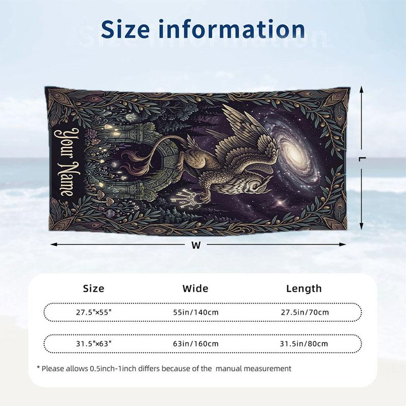 Otters Lily Pond Theme Quick Dry Beach Towel Custom Name Text Print Large Sand Resistant Towel Beach Vacation