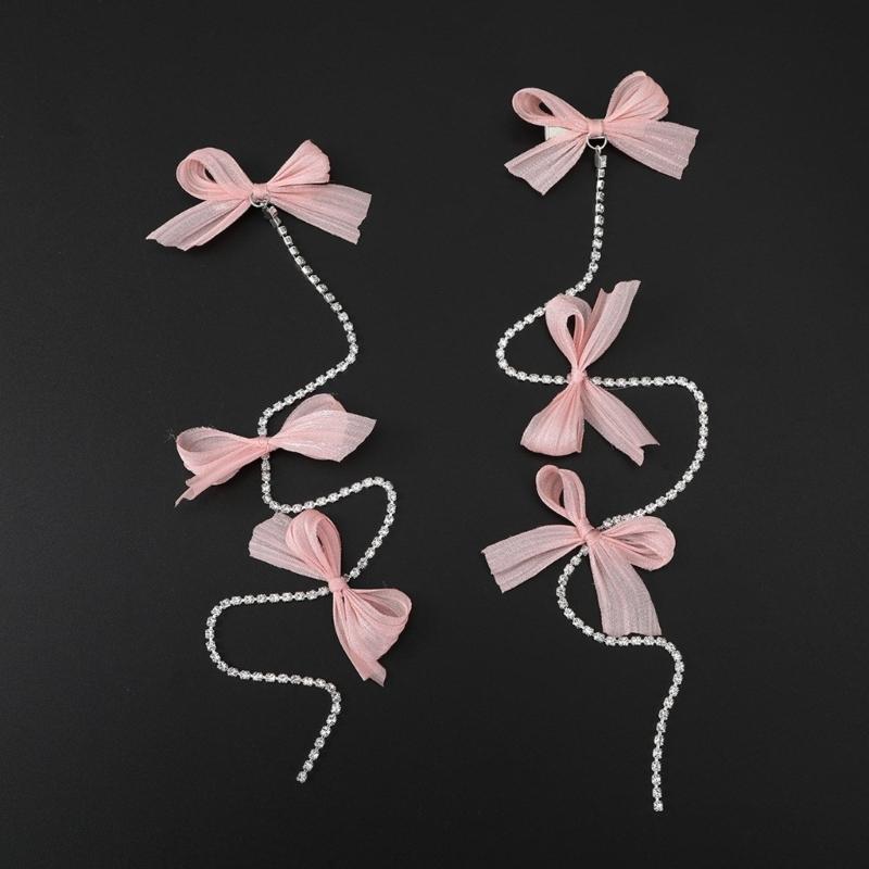 Girl Hair Bows Lovely Bow Hair Clip Women Bowknot Barrettes Hair Bow Clip Chain Hair Bows Cute Hair Bow Side Clip