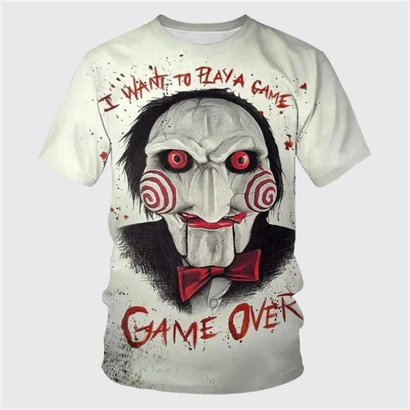 

Мода Дети Взрослые Билли Кукла - Пила Фильм Ужасов 3D Принт Женская Мужская Футболка Узор Ужасов Аниме Футболки L