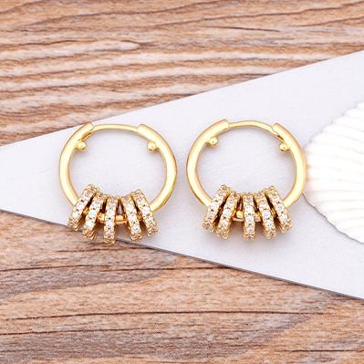 

Nidin New Fashion Beads Dangle Earrings Copper Cubic Zircon Ear Hole Hoop Earrings For Women Fine Party Wedding Jewelry Gift