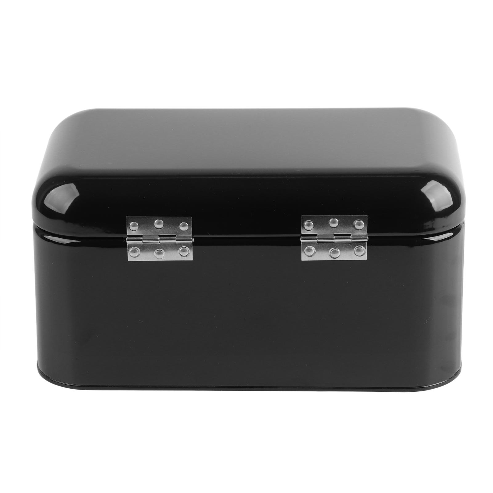 

Solid Color Retro Metal Bread Bin Box Large Capacity Kitchen Storage Container чёрный