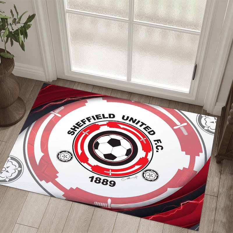 Sheffield United Football Design Crystal Velvet Carpet Cozy Non?Slip Printed Rug For Bedroom Living Room Entrance