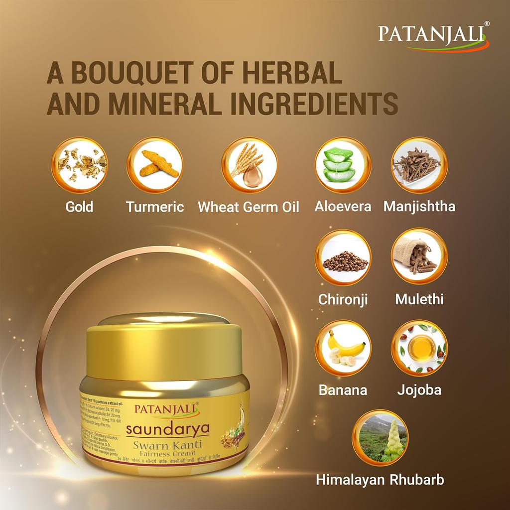 Patanjali Swarna Kanti Cream 50g Pack Of 1 Deep Moisturizing Skin Cream For Soft Glowing Skin