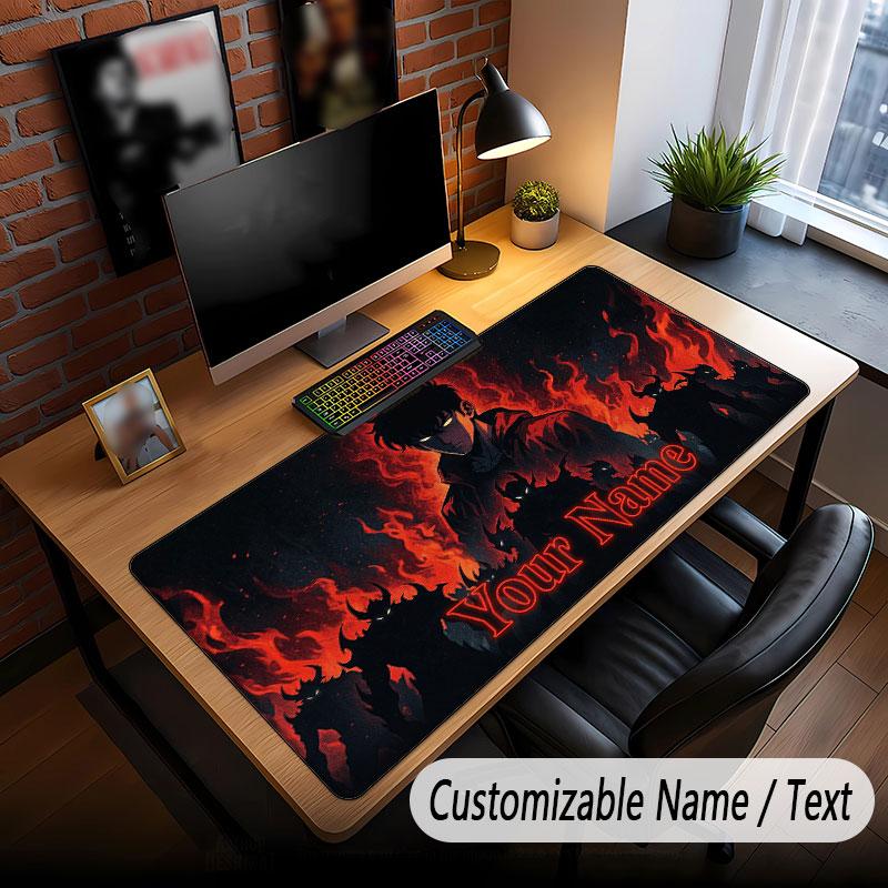 Benutzerdefinierte Namens-Erweiterte Mauspads, Solo Leveling Gaming Schreibtischmatte Für Home Office Desktop-Dekoration