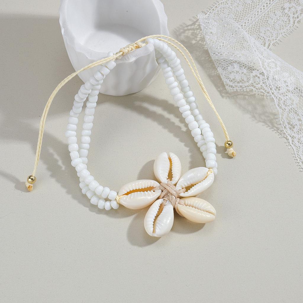 Bohemian Style Rice Beads Anklets for Women Five Shell Flower Anklet Bracelect Party Beach Jewelry Collar Girls Feet Chain
