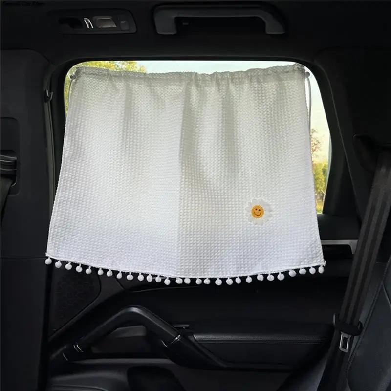 Suction Cup Waffle Cloth Curtain In The Car Window Sunshade Cover Cartoon Side Window Sunshade UV Protection For Kid Baby
