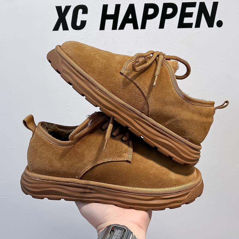 Fashion Mens Winter Snow Boots Suede Leather Shoes Sports Super Warm Men's Boots Outdoor Men's Hiking Boots Work Travel Shoes Size 38-44