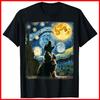 Cocker Spaniel Dog Art Van Gogh Starry Night Cocker Spaniel Black Cotton T-Shirt