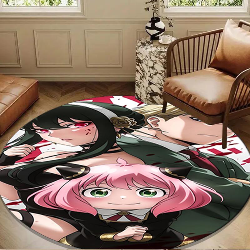 Spy Family Adventure Round Mat, Anti-slip Circle Carpet Chair Rug For livingroom,Bedroom, Doormat Home Decor Gift Christmas Gifts
