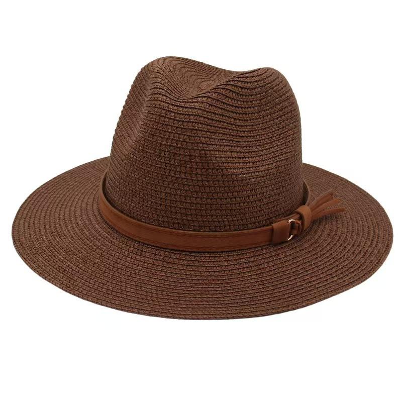 Cappello Panama Primavera Estate con Cinturino Giallo Accessori Cappello di Paglia Spiaggia Traspirante Casual Cappello Jazz Stile Europeo Americano