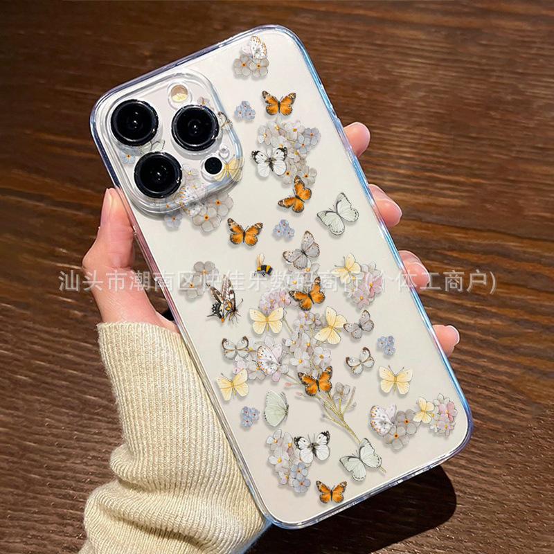 Colorful butterfly iPhone16ProMax/15/14/13 series mobile phone case 11/12 transparent 17ProMax soft
