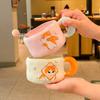 Girly Heart Cute Cat Ceramic Mug Couple Breakfast Milk Cup Office Gift Coffee Cup Birthday Gift