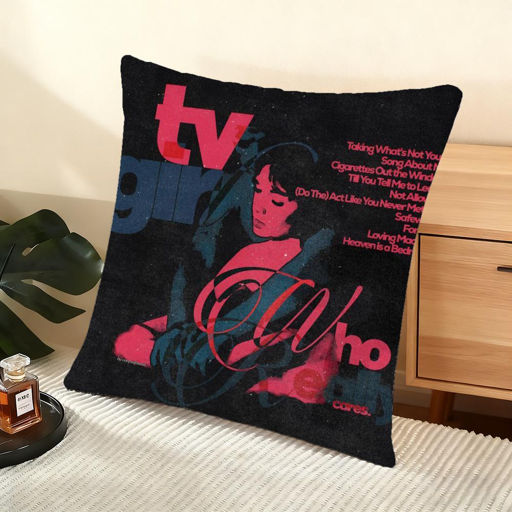 Band Music T-Tv-Girl Cushion Cover Soft Short Plush Pillow Cover Smooth Cozy Texture Aesthetic Cushion Case Home Decor