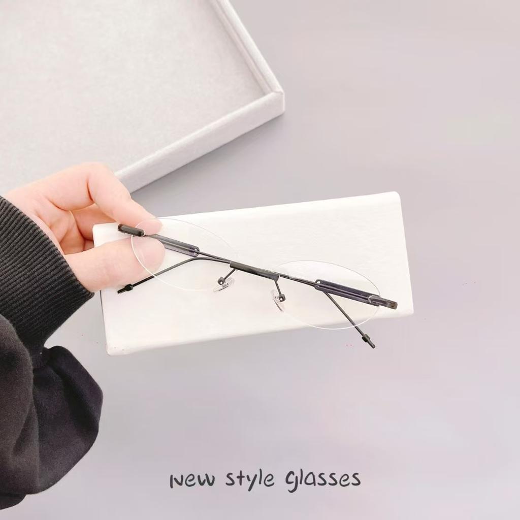 Oval Shape Rimless Sunglasses For Women Korean Stylish Anti-Glare Women Sun Glasses High Quality Men Sunglasses