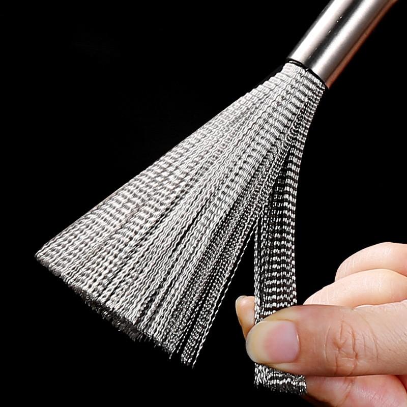 Stainless Steel Pan Brush Bowl Plate Long Handle Strong Decontamination Convenient Fast Sink Stove Kitchen Clean Tools