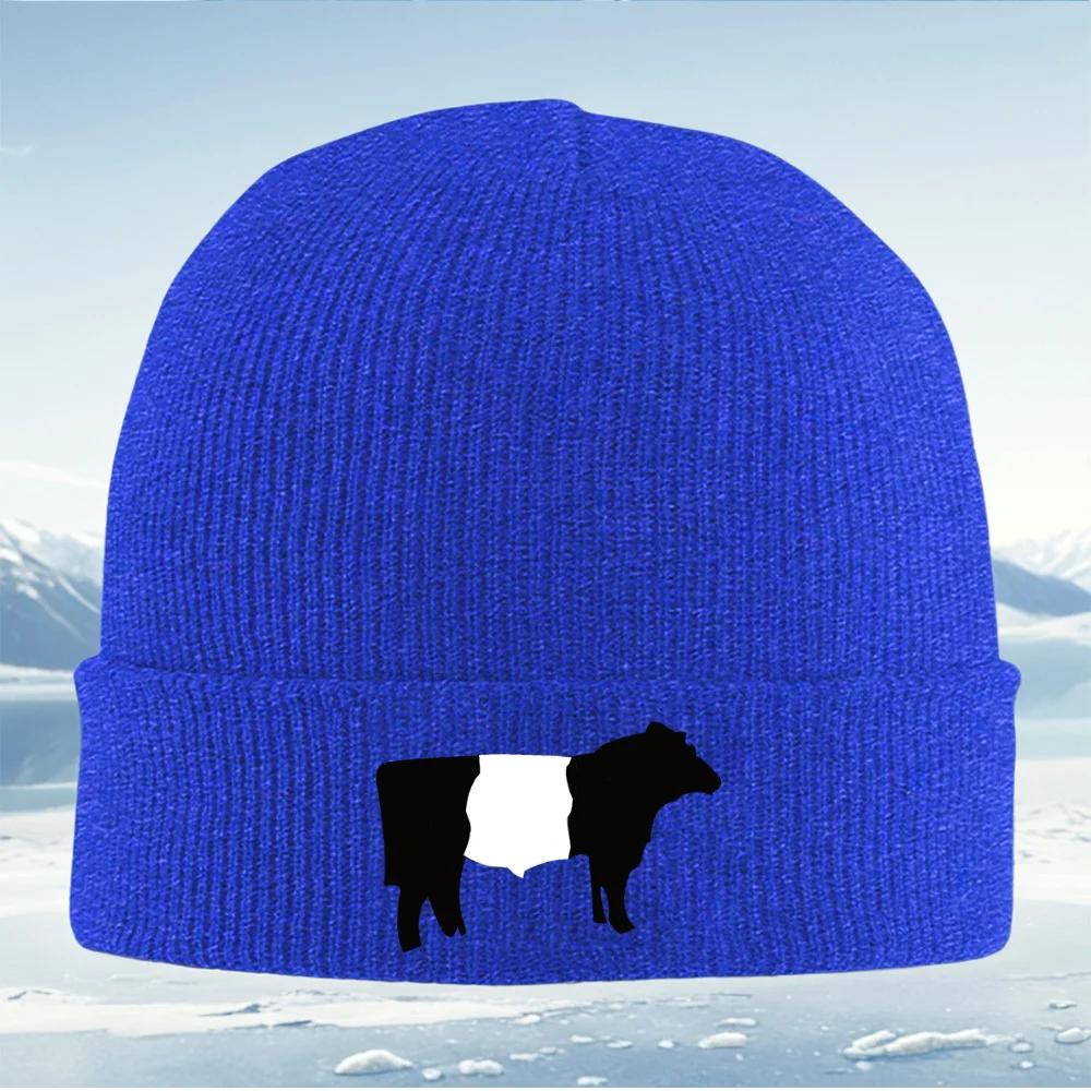 Cow Body Shape White Silhouette Unisex Women Unisex Knitted Hat Beanie Pullover Cap Winter Thermal Warm Christmas Outdoor Cycling H