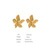 Yhpup Golden Flower Stud Earrings Stainless Steel Metal Jewelry Simple Texture New Floral Modern Women Gift Fashion Waterproof