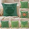 Bohemia Green Classic Cushion Cover Silky Short Plush Double-Sided Printed Pillow Case for Sofa All Seasons Home Decor Gift