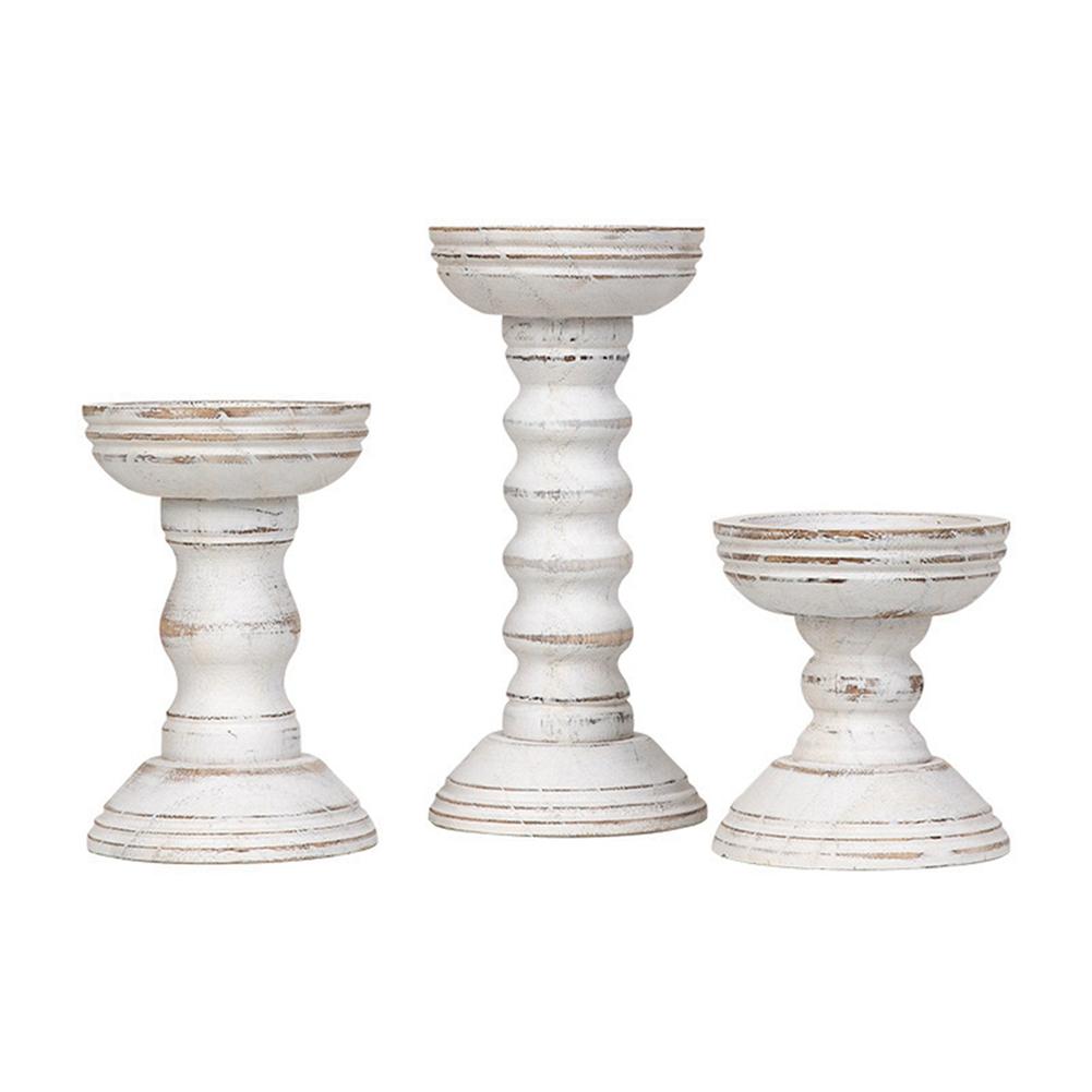 3pcs Wooden Candle Holder Wedding Banquet Columnar Candlestick