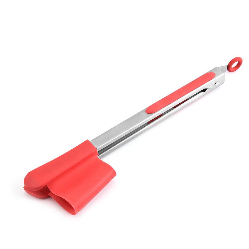 Red Silicone Food Tongs for Kitchen - Cooking Serving Tongs with Silicone Tips
