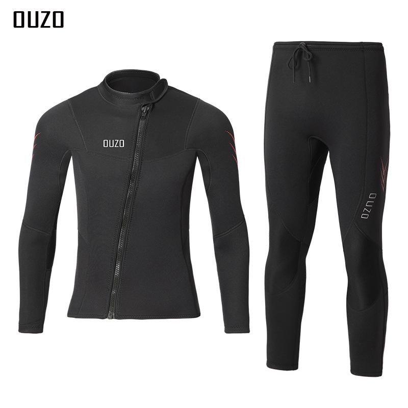 OUZO 3mm Unisex Two-Piece Wetsuit for Diving, Snorkeling, Surfing, and Winter Swimming – Cold Protection and Warmth Top and Pants.