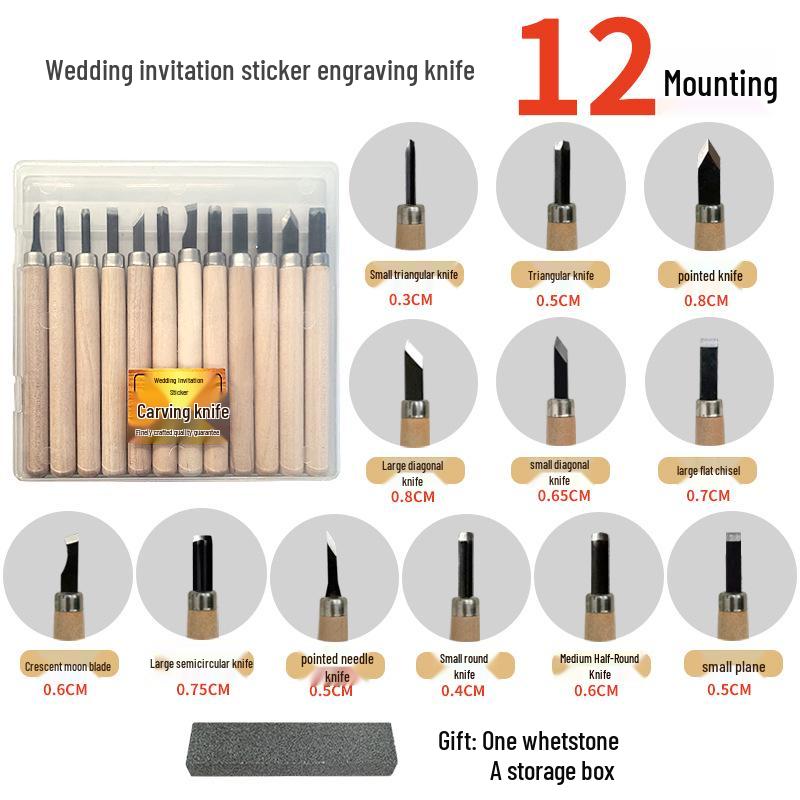 Woodcut Carving Knife Set for Wedding Invitations, Woodblock Prints, Rubber Stamps, and Handcrafted Wood Art