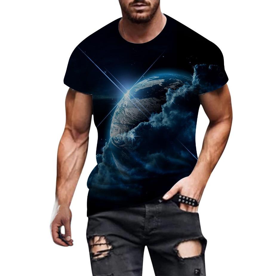 Creative 3D Printed T-shirt for European and American Spring/Summer Men's T-shirt Casual Round Neck Short Sleeved Top