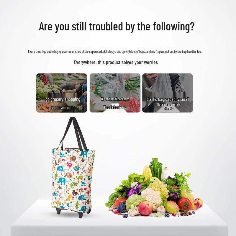 Compact Foldable Shopping Cart for Household and Stairs