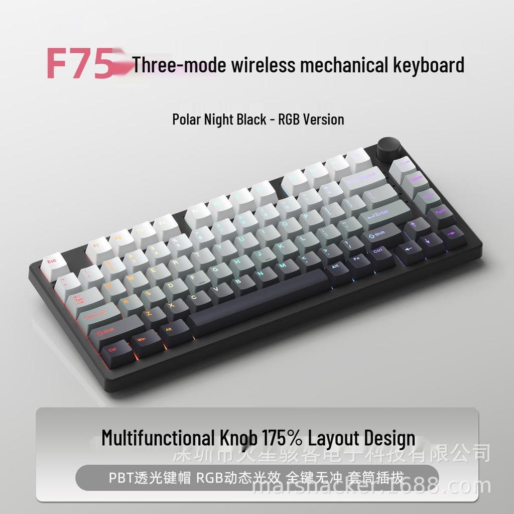 F75PRO Wireless 3-Mode RGB Hot-Swappable Mechanical Keyboard - 75% Layout for Gaming & Office