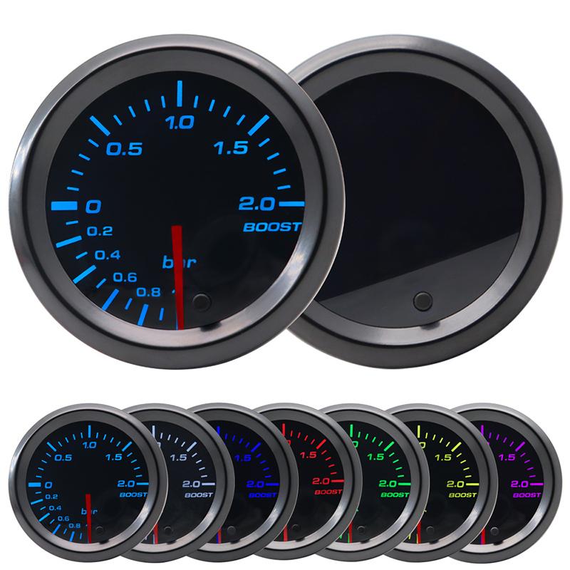 2' 52mm LED Tinted 7 Color Series Boost/Water Temp/Oil Temp/Oil Pressure/Voltmeter/Air Fuel Ratio/EGT/Tachometer RPM Car Gauge