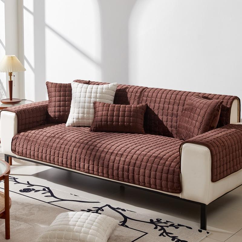 Four Seasons Universal Plush Sofa Cushion Plush Leather Non-Slip Thickened Cushion Simple Modern All-Inclusive Sofa Towel Slipcover