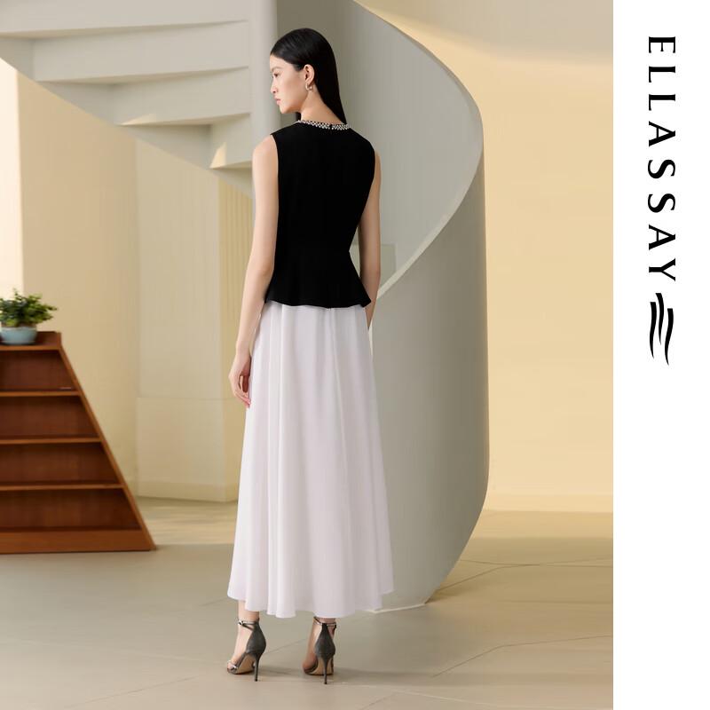 ELLASSAY Elegant Faux Two-Piece Tri-Acetate Splice Dress