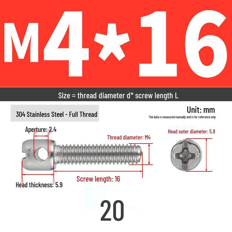 304 Stainless Steel Lead Seal Galvanized Meter Screw with Cross Hole
