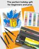 JusArt Acryl Marker Verf Markers met Kwastpunten Fijn en Fijn Acryl Kunst Geschikt voor en Metallic Cadeau Idee Pennen, 60-Kleuren Set, (Beide punten),