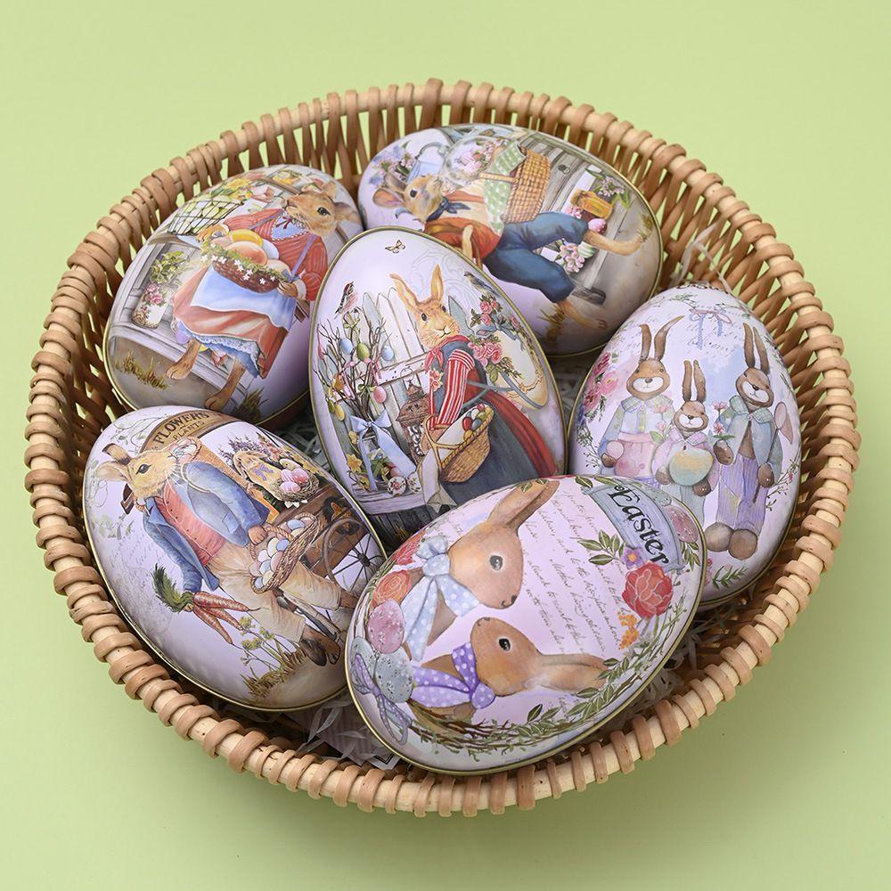 6 Easter Eggs Wedding Candy Jars Metal Tin Can Jewelry Accessories Box Gift