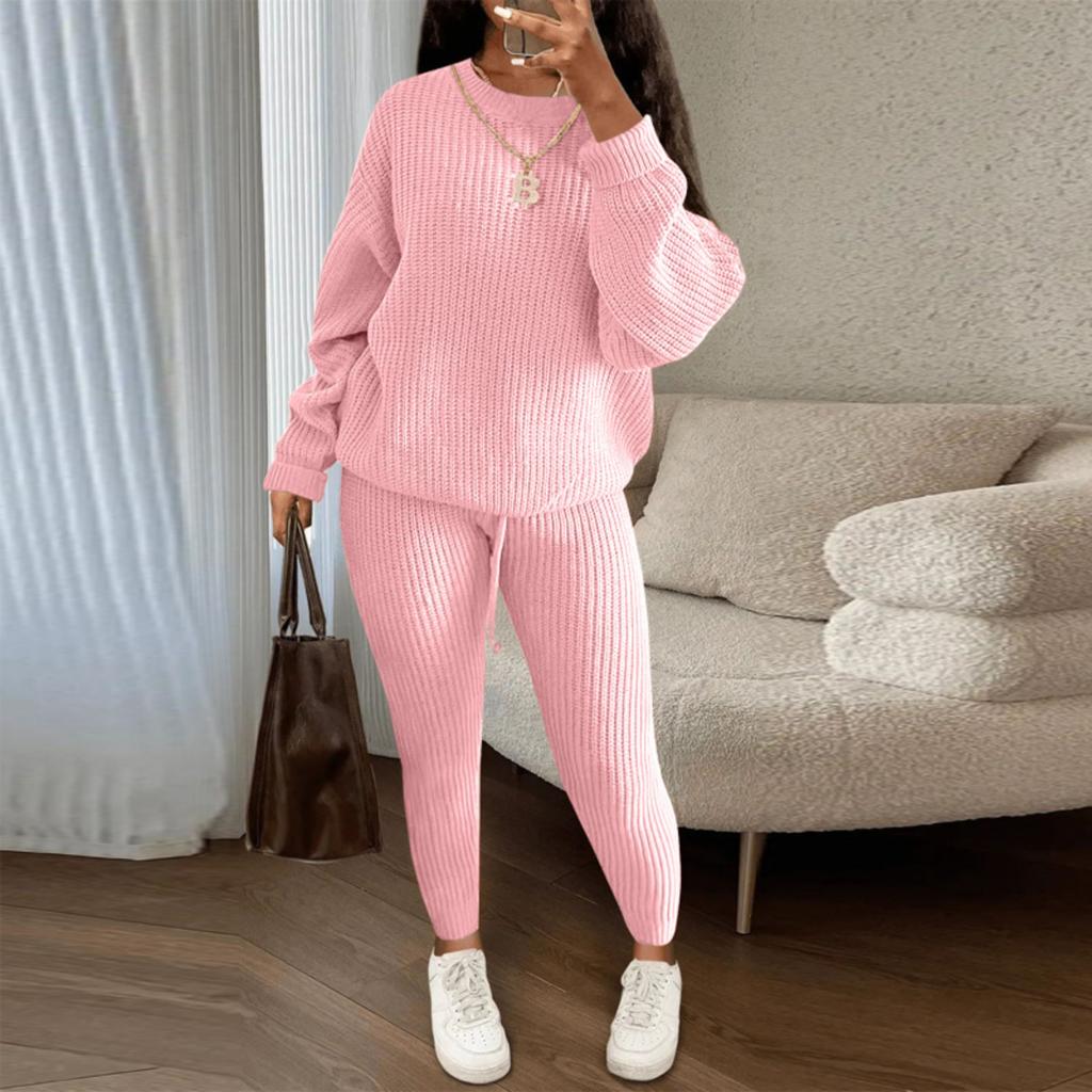 Fashionable Women's Casual Knitted Two-piece Suit