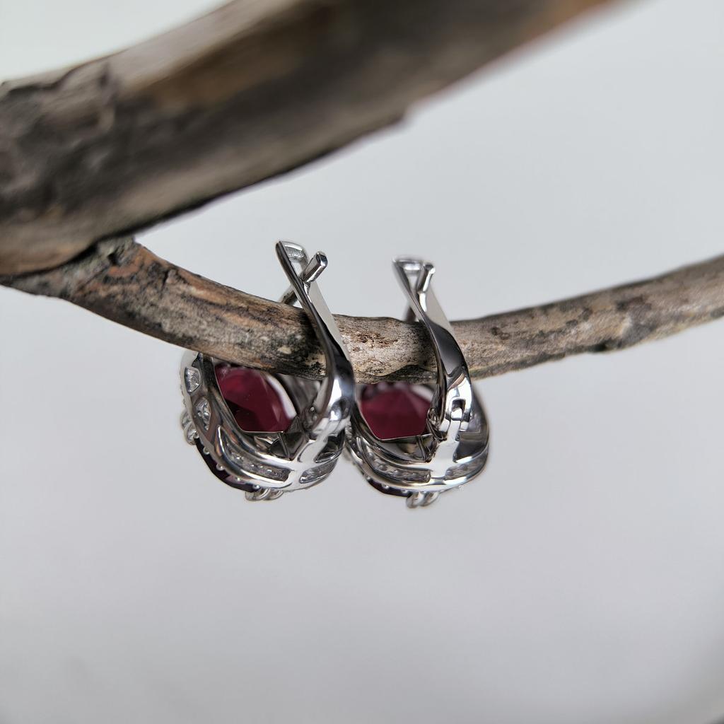 Серебряные серьги с искусственным гранатом nano 9.39ct (60002401)