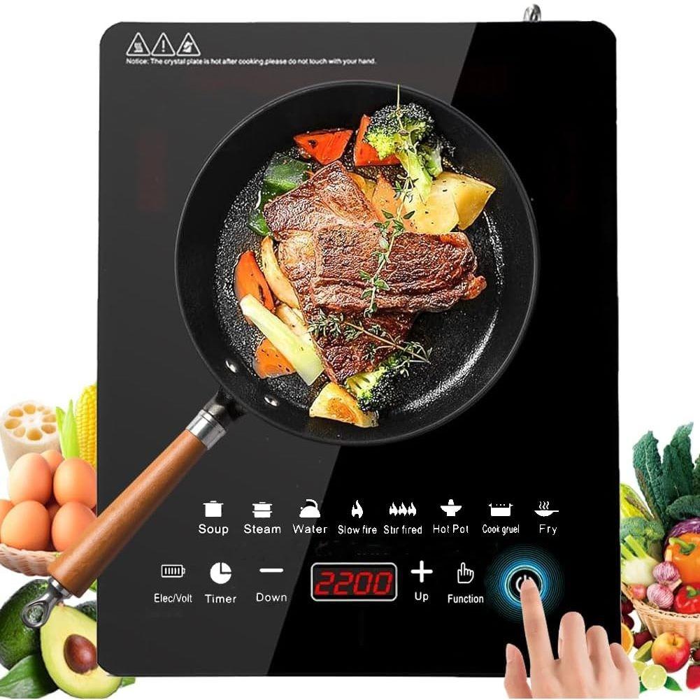 Fornello Elettrico Impermeabile Ultra Sottile da 2000W Pannello di Controllo Touch Touch Screen Fornello a Induzione