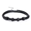 Vnox Free Personalize Family Name Bracelets for Men Layered Leather With Beads Charm Bracelet Couple Anniversary Gift to DAD Son