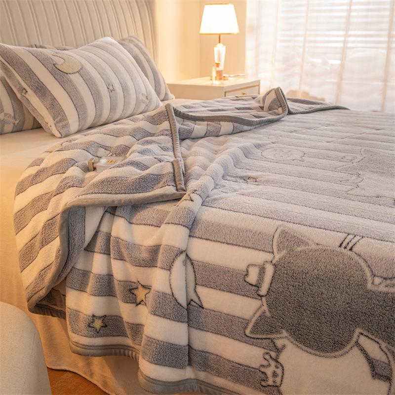 Soft Bed Sheet Cartoon Bear Thickened Winter Warm Blanket Version Bed Cover Queen King Bedspread Home Decor Coverlid 1.8/2m