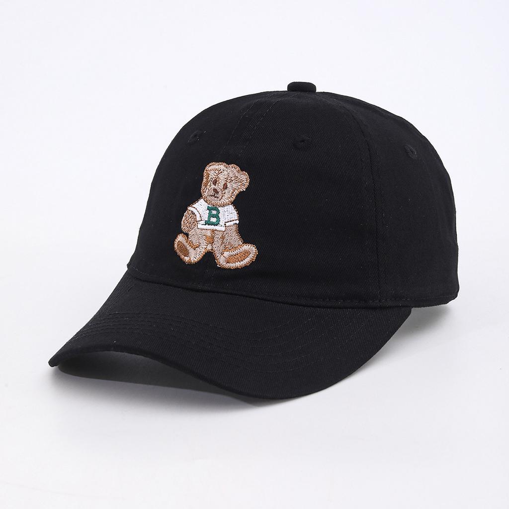 Retro Color Matching Bear Embroidery Sun Protection Cap Baseball Cap Sun Hat Outdoor Hat Trend Male And Female Couples