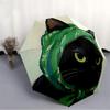 1pc Cat Green Automatic Open/close Umbrella, 8-Rib Sturdy Structure, Portable Travel Umbrella, Parties, Everyday Use, Outdoor Accessory, Art