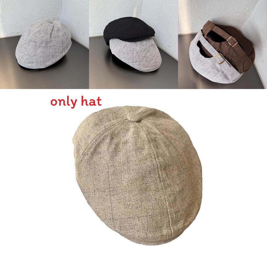 Simple Solid Color Cotton Linen Neutral Casual Beret For Summer Sun Protection