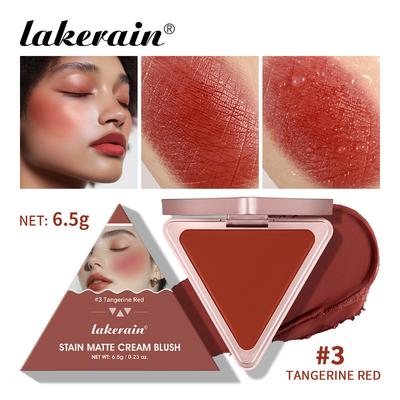 Triangle Cream Blush Cream Blush Cream Fresh Natural Nude Makeup Waterproof Blush Cream Matt Satin Long-lasting Rouge, Pink and Sexy Blush Cream