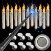 12 Pcs Floating Candles with Wand Remote Magic Hanging Flameless LED Taper Candles Battery Operated Flickering Candlestick with Warm Light for Ceiling