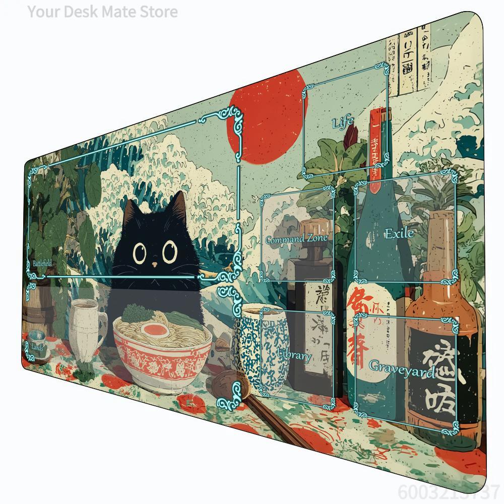 AntiSlip Stain Proof PTCG PlaymatRamen Art Card Game Mat Durable Gaming Desk Pad for Players