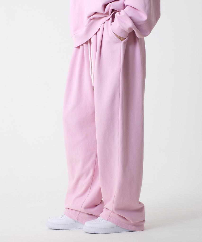 UNKNOWN PLANET Daily Double-Pleat Wide Pigment Sweatpants Baby Pink