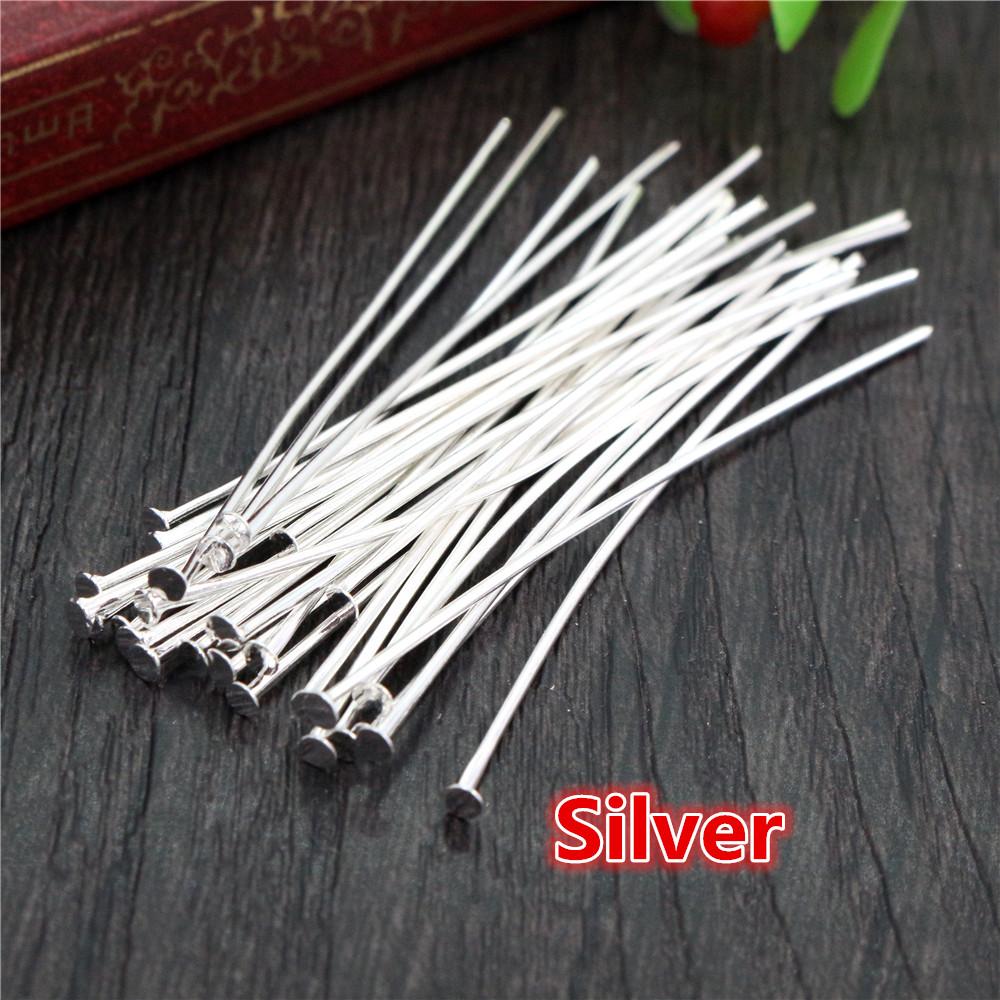 200pcs/Bag 20 25 30 40 50 60mm Flat Head Pins Gold/Silver Color/Bronze/Rhodium Headpins For Jewelry Findings Making DIY Supplies