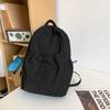 Schoolbag Simple Versatile Backpack Pleated Drawstring Literary Style Student School Bag Lightweight Leisure Commuter Small Backpack